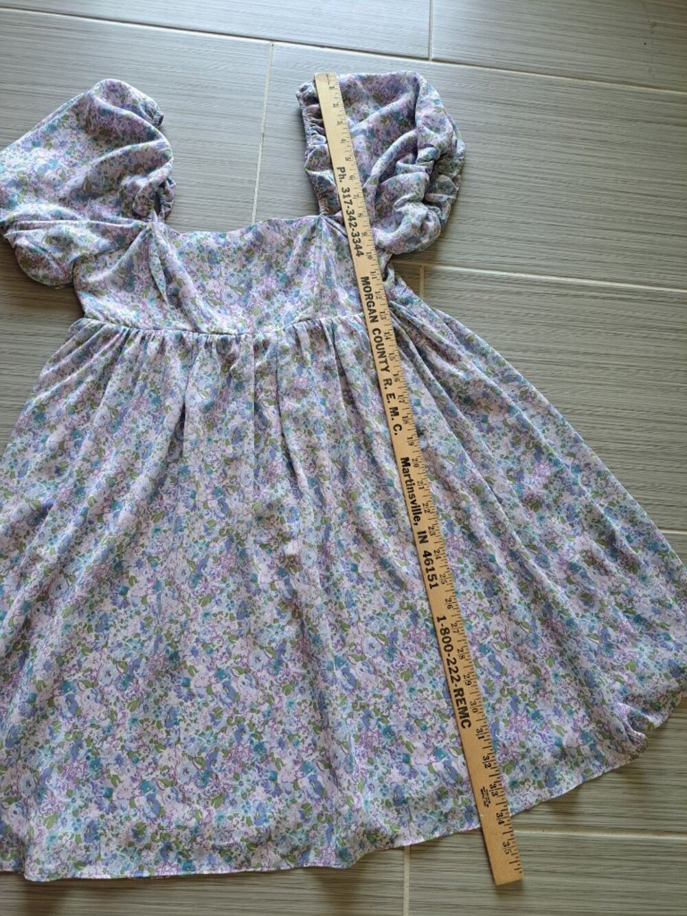 Storia Baby Doll Floral Puff Short Sleeve Midi Dress Smocked Square Neck S - Picture 14 of 15